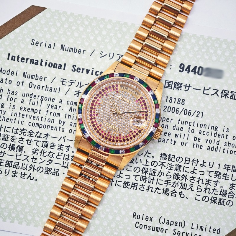 ROLEX / ����å��� Day-Date �ǥ��ǥ��� 18188 �ȥ��ꥹ�ޥ��ĥ꡼�� 36mm ��ӡ�����ǥå��� ������������� 18K��������������� ��ư�����ӻ��סڹ����Ź�߸ˡ�#HK11376