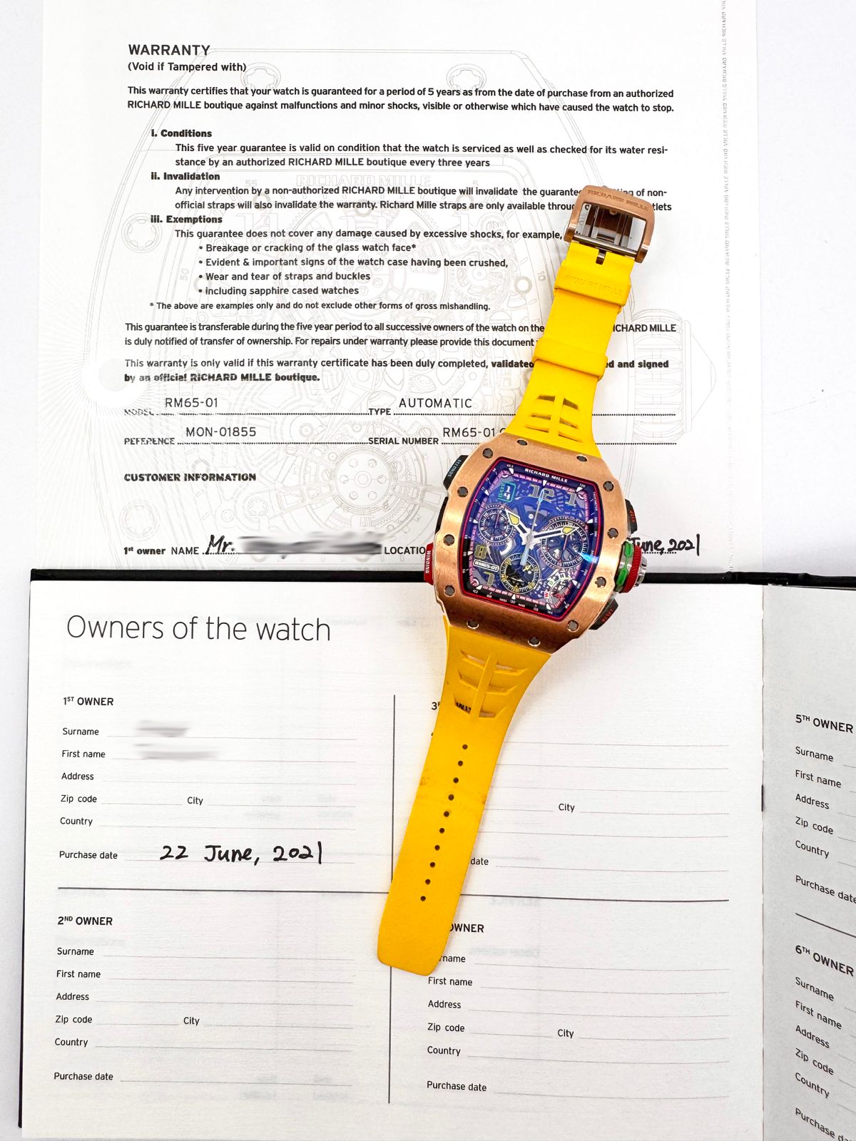 RICHARD MILLE/ �ꥷ�㡼�� �ߥ� RM65-01 CA RG  ������NTPT �ǥ奢���塼�� ��ư�������ץ�åȥ�����ɥ����Υ����ɽ #HK11414�ڹ����Ź�߸ˡ�