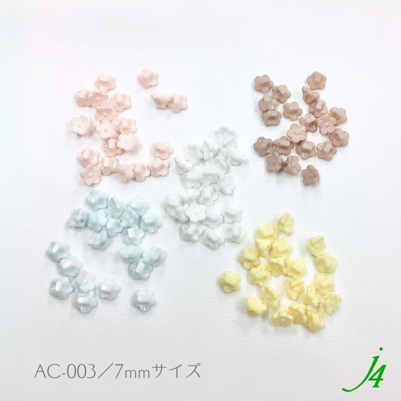 ハンドメイドチャーム 4個 フラワードロップ ブルー