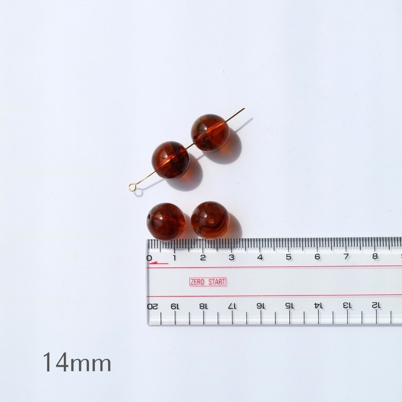 限定商品！！【アクリル べっ甲調 14mm 丸玉 j4】