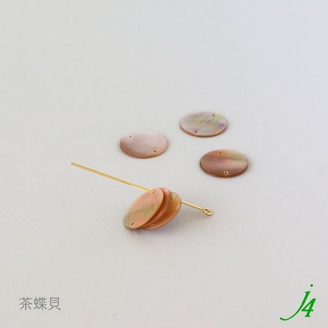 シェルパーツ 二つ穴 16x16mm 丸 6個 j4 】アクセサリーパーツ
