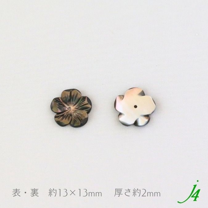 シェルパーツ 一つ穴 13 x13mm 花 2個 j4 】 アクセサリーパーツ