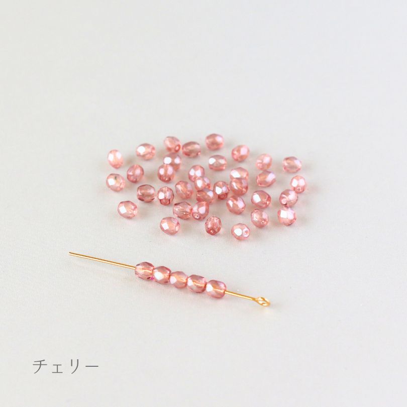 チェコ製ガラスビーズ ファイヤーポリッシュ 半透パール4mm