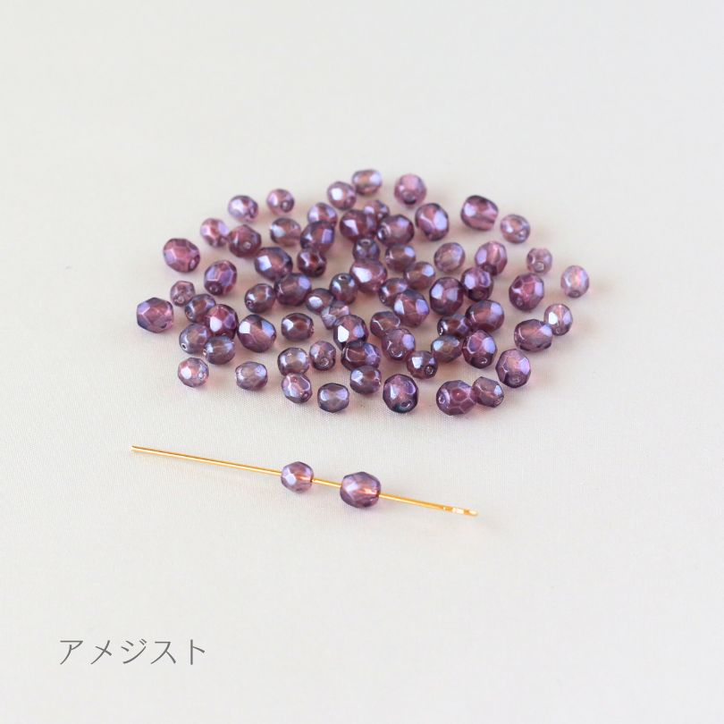 チェコ製ガラスビーズ ファイヤーポリッシュ 半透パール4mm