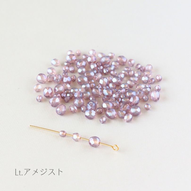 チェコ製ガラスビーズ ファイヤーポリッシュ 半透パール4mm