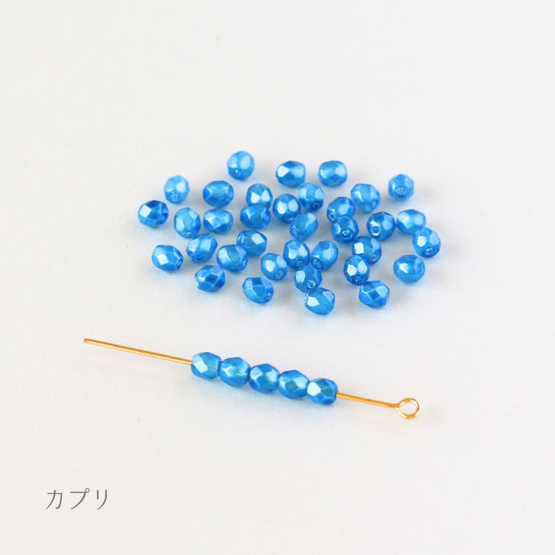 チェコ製ガラスビーズ ファイヤーポリッシュ 半透パール4mm