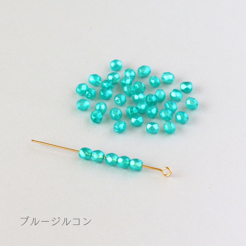 チェコ製ガラスビーズ ファイヤーポリッシュ 半透パール4mm