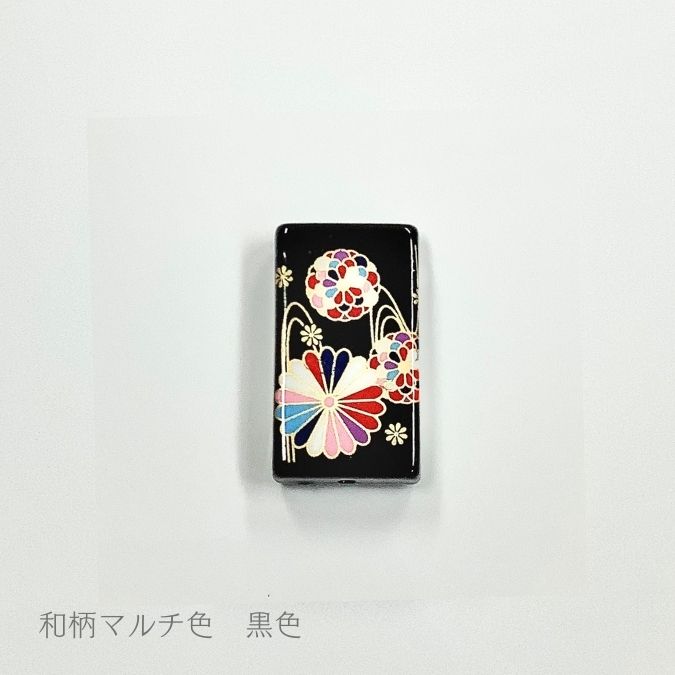 浮世絵 和柄 転写 ビーズ 和柄マルチ色 14×25mm レクタングル（1個）】 j4