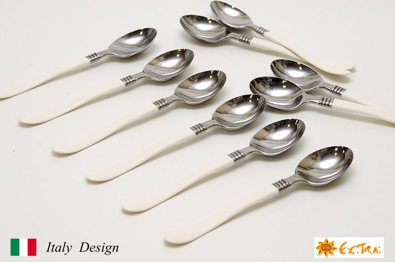 イタリア企画 プラスチック製 白柄スプーン 10本入り Exclusive Trade