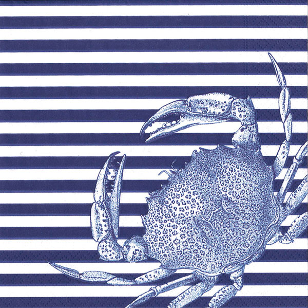 �ڥ��ˡ��ơ��ܡ��������֥롼���ѡ��ƥ�����Caspari �ڡ��ѡ��ʥץ���/Crabs And Stripes Blue ��L������ 20�������