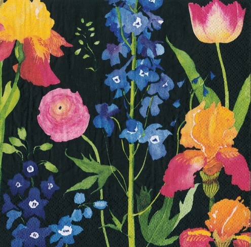 花 カラフル Caspari ペーパーナプキン Summer Garden Black Lサイズ 枚入り ペーパーナプキン グリーティングカード パーティー食器の通販 Best Wishes ベストウィッシーズ