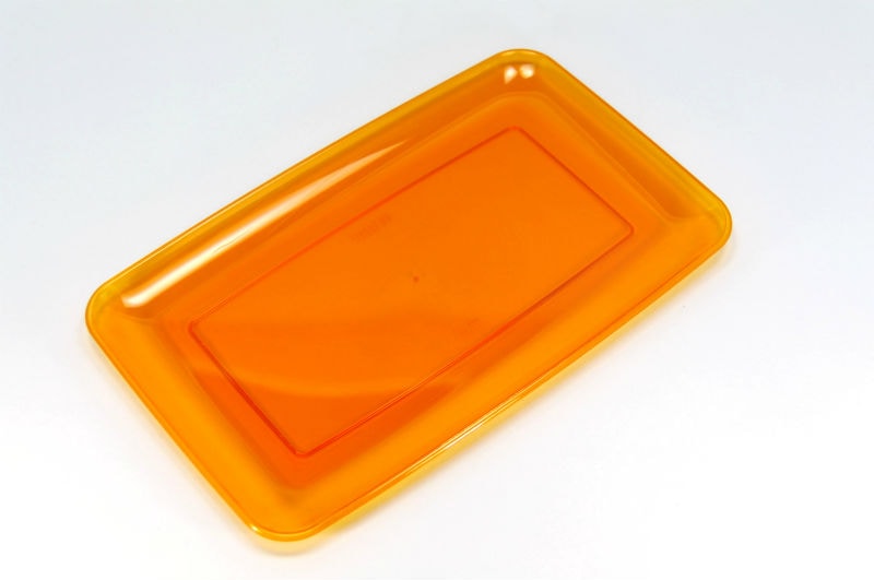 カラフル プラスチック製 長方形皿 24cm 3枚入り【オレンジ】Mozaik