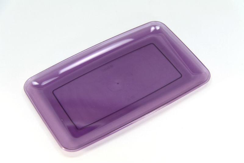 カラフル プラスチック製 長方形皿 24cm 3枚入り【パープル】Mozaik