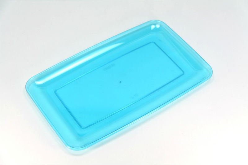 カラフル プラスチック製 長方形皿 24cm 3枚入り【ブルー】Mozaik