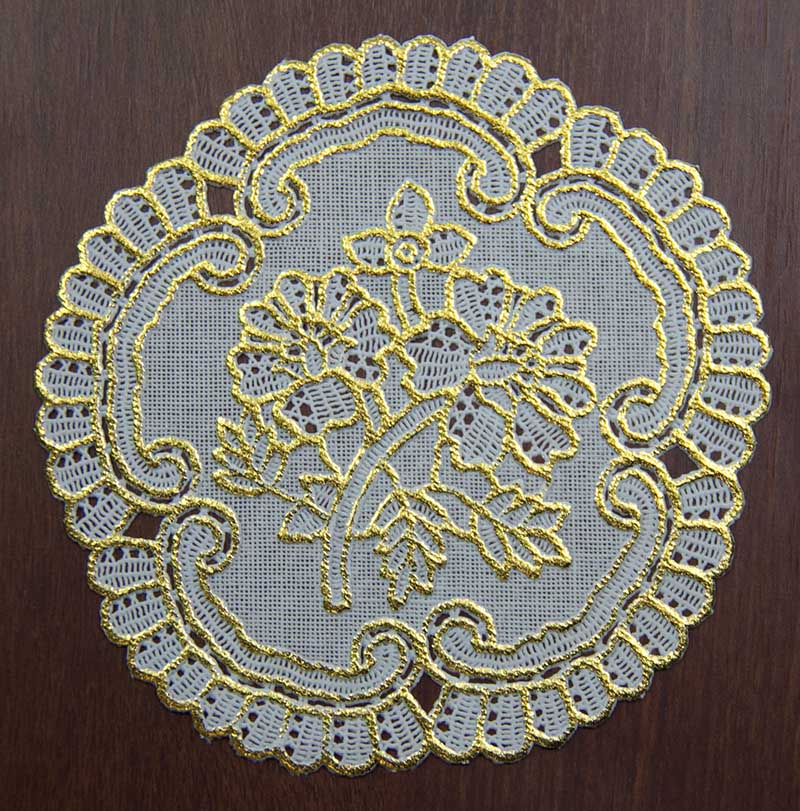 鹿のドイリーレースモチーフ 国産杉のコースター