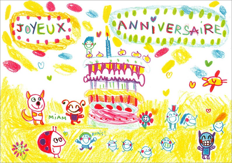 ポストカード バースデーカード ケーキ フランス発かわいいポストカード Cartes D Art カルテドアート カルトダール お絵かき ペーパーナプキン グリーティングカード パーティー食器の通販 Best Wishes ベストウィッシーズ