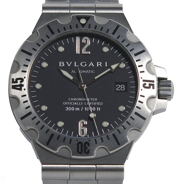 BVLGARI ディアゴノ スクーバ デイト メンズ 不動 ☆箱保付！美品！BVLGARI ブルガリ ディアゴノ スクーバ SD40S デイト