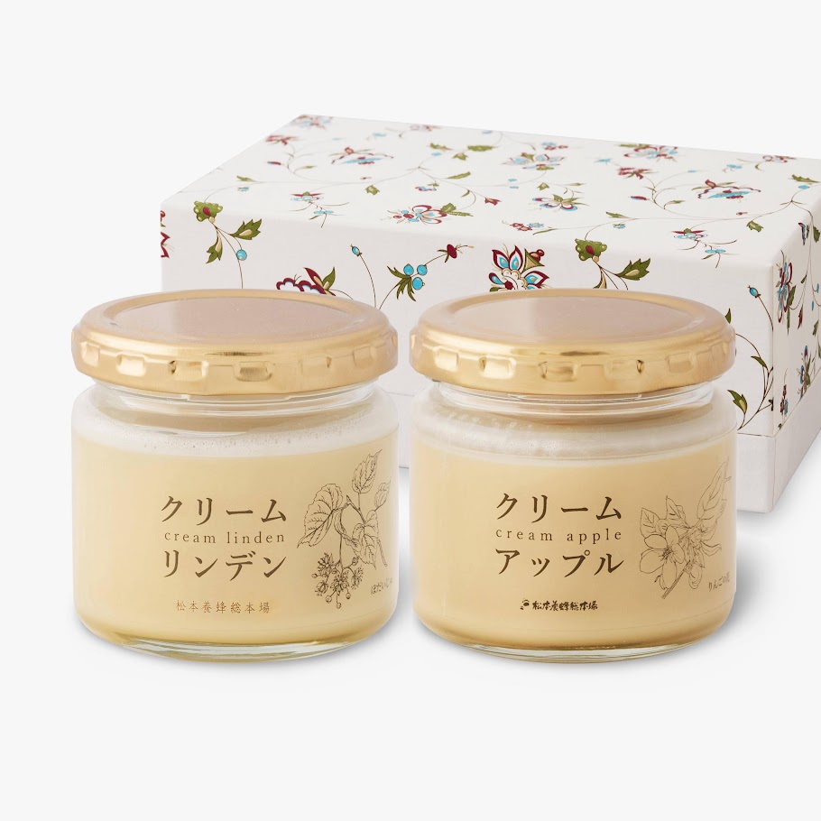 クリームはちみつ2点セット（クリームリンデン,クリームアップル）（イタリア製紙箱）
