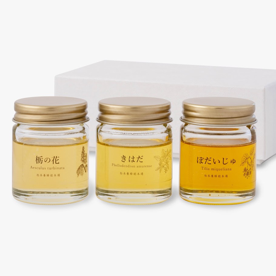 プチ国産はちみつ3本セット(栃の花、ぼだいじゅ、きはだ)~プチギフト・内祝い・お返しものにも~