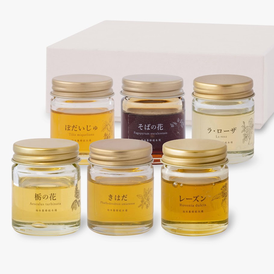 プチハニー6点セット （栃の花、きはだ、レーズン、ぼだいじゅ、そば、ラ・ローザ 各40g）