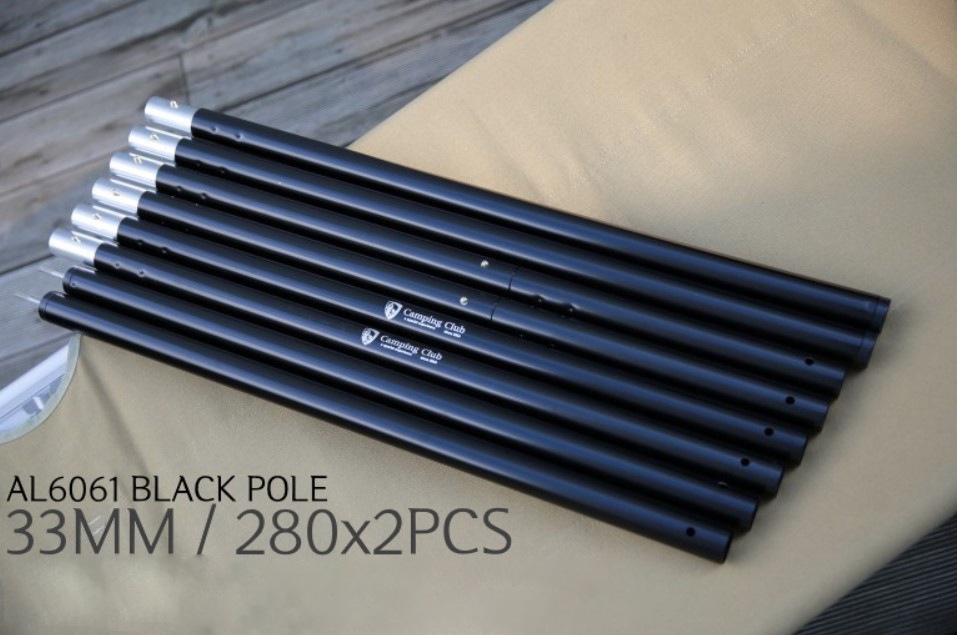 CAMPING CLUBメインポール 280mmブラック 2PCSセット