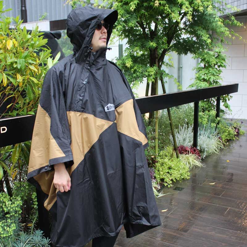grn outdoor HASSUI HASSUI PONCHO(BLACK)