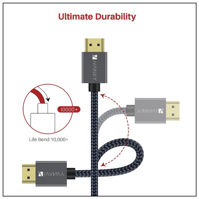 iVanky VBA12 2m 4K@60Hz Grey & Black HDMI to HDMI Cable ϥԡ ® ʼ 18Gbps HDMI2.0 hdmi֥ 4K ƥ Ρȥѥ ѥ ˥ ץ Apple TV CD / DVDץ졼䡼