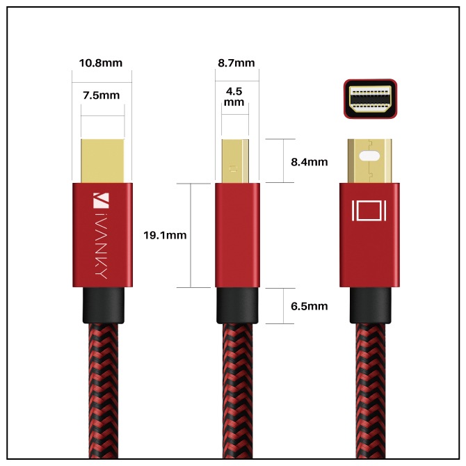 iVANKY VBB08 2m Red x Black Mini DisplayPort to Mini DisplayPort 4K@60Hz mini DP ߥ˥ǥץ쥤ݡ Mini DisplayPort 1.2 HDCP 1.4     ž åץȥå ѥ  ˥