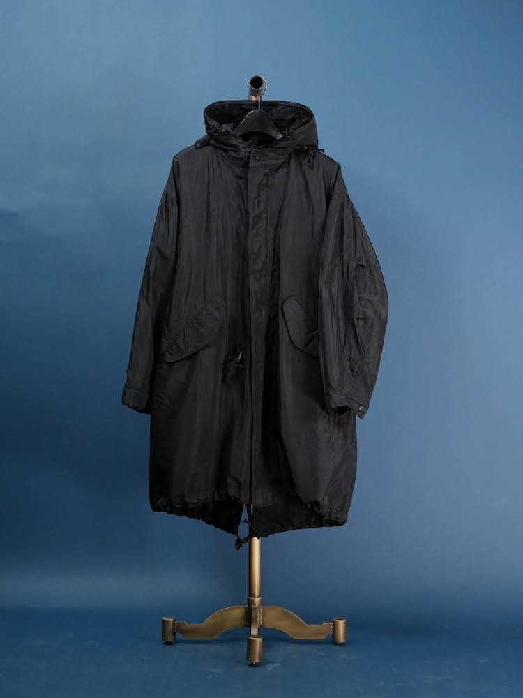 Fish tail long coat with liner(Silk twill)