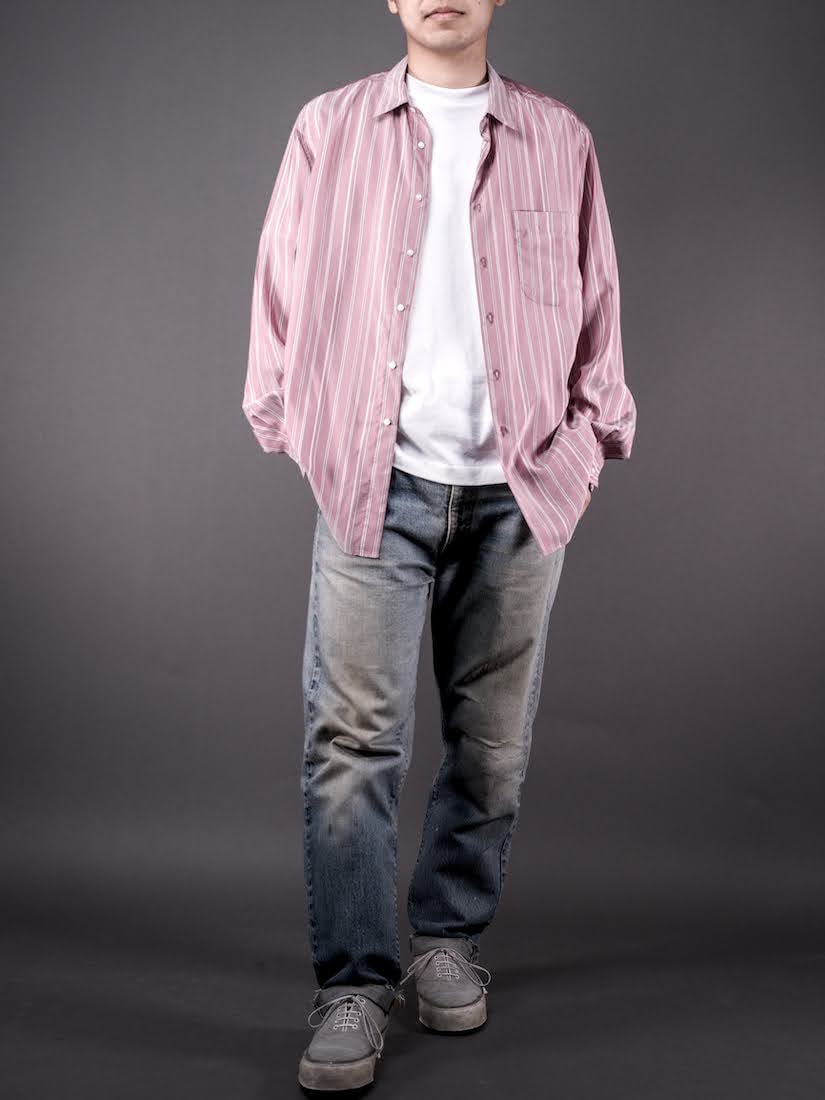 ALF SILK WINE STRIPE(SHIRT137)