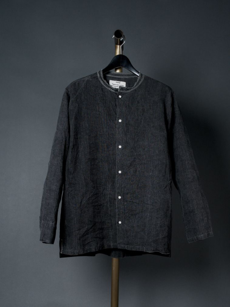 Crew Neck Long Sleeve Blouse / Ink Dyed