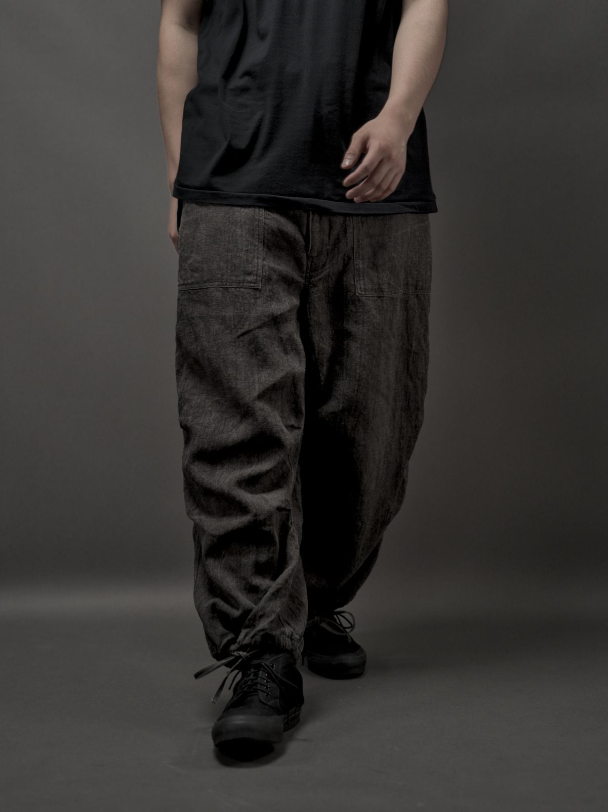 Drawstring over pants / Ink Dyed