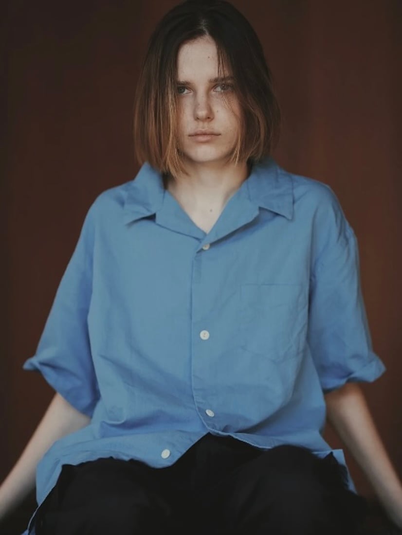 WASHI SHORT-SLEEVE OPEN COLLAR SHIRT