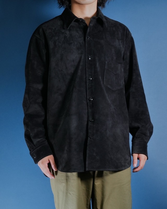 Suede Dress Shirt / BLACK