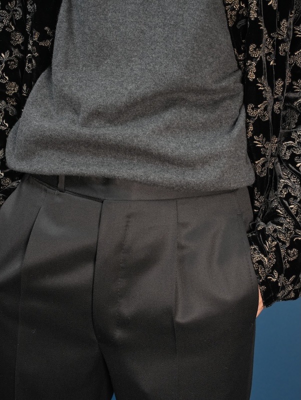 【Single-pleated】One-pleat wool trousers