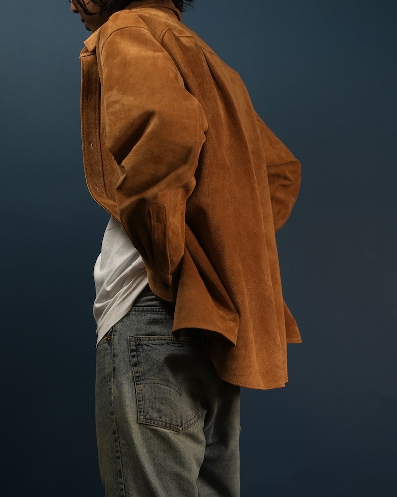 Suede Dress Shirt / CAMEL