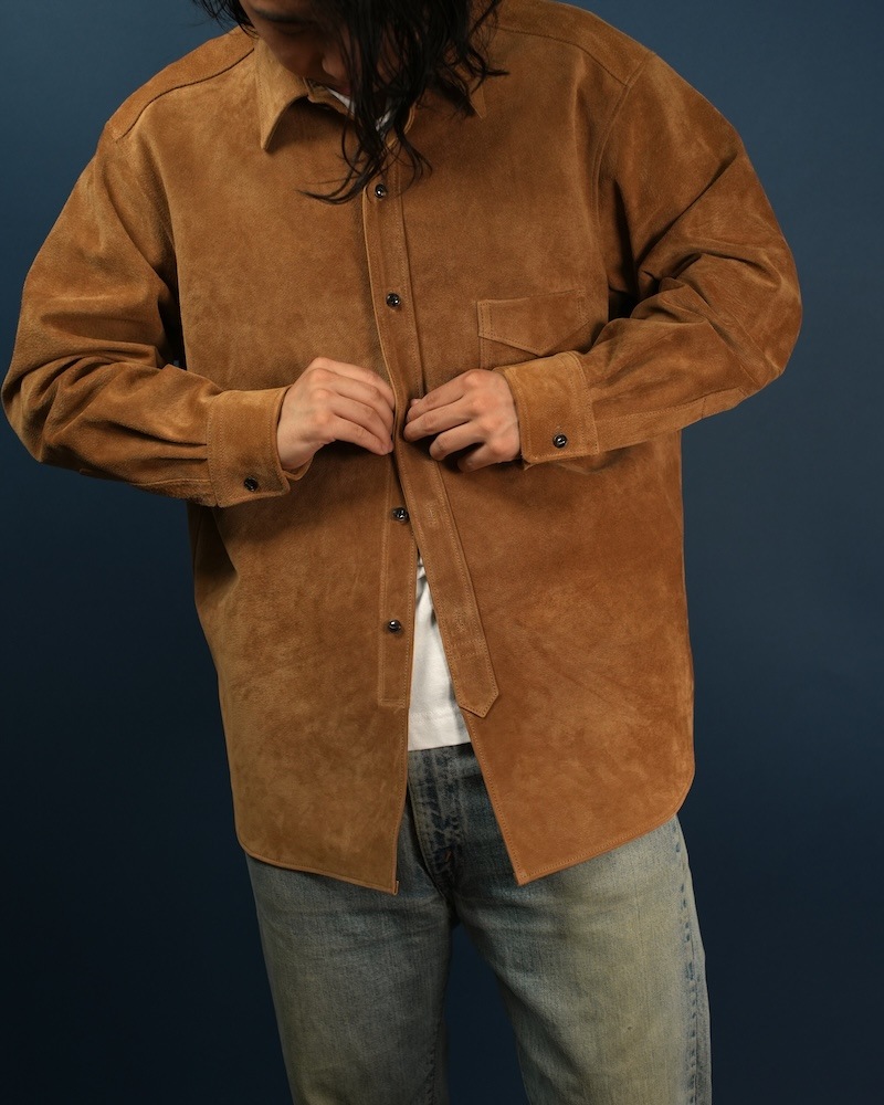 Suede Dress Shirt / CAMEL