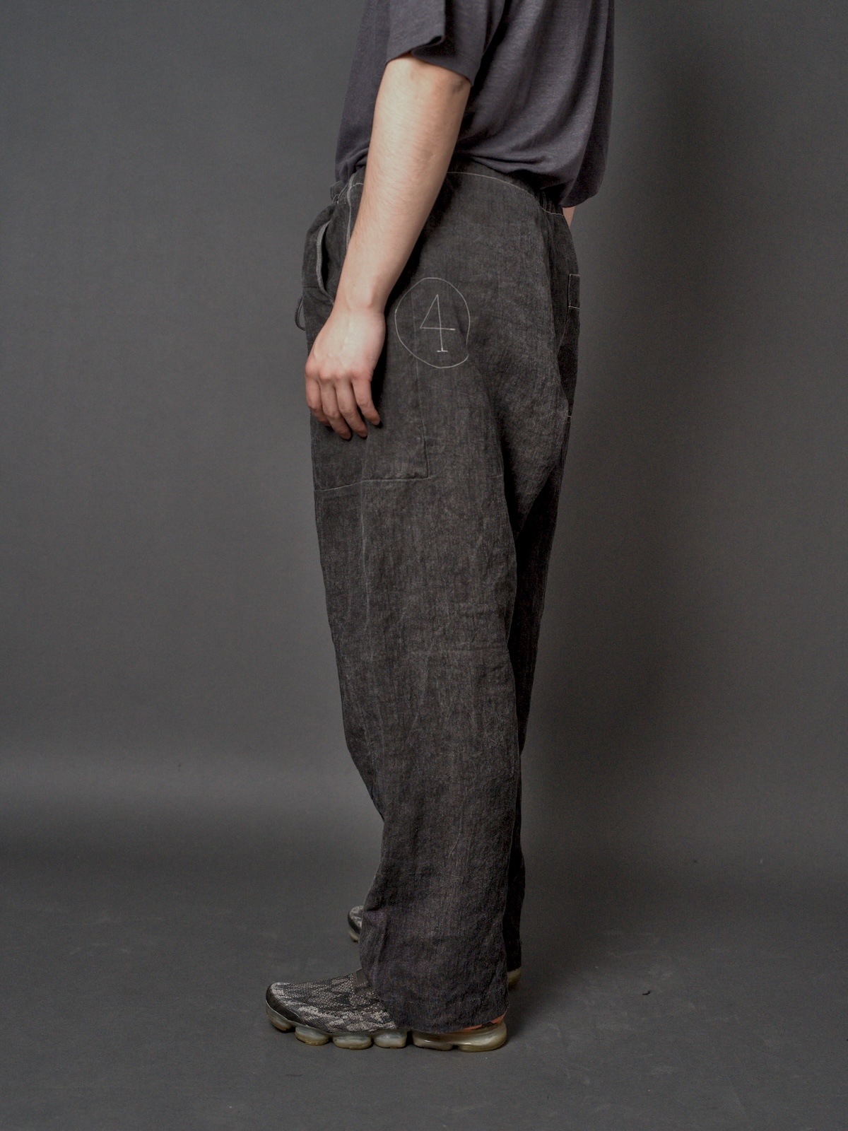 Drawstring Numbering pants / Ink Dyed