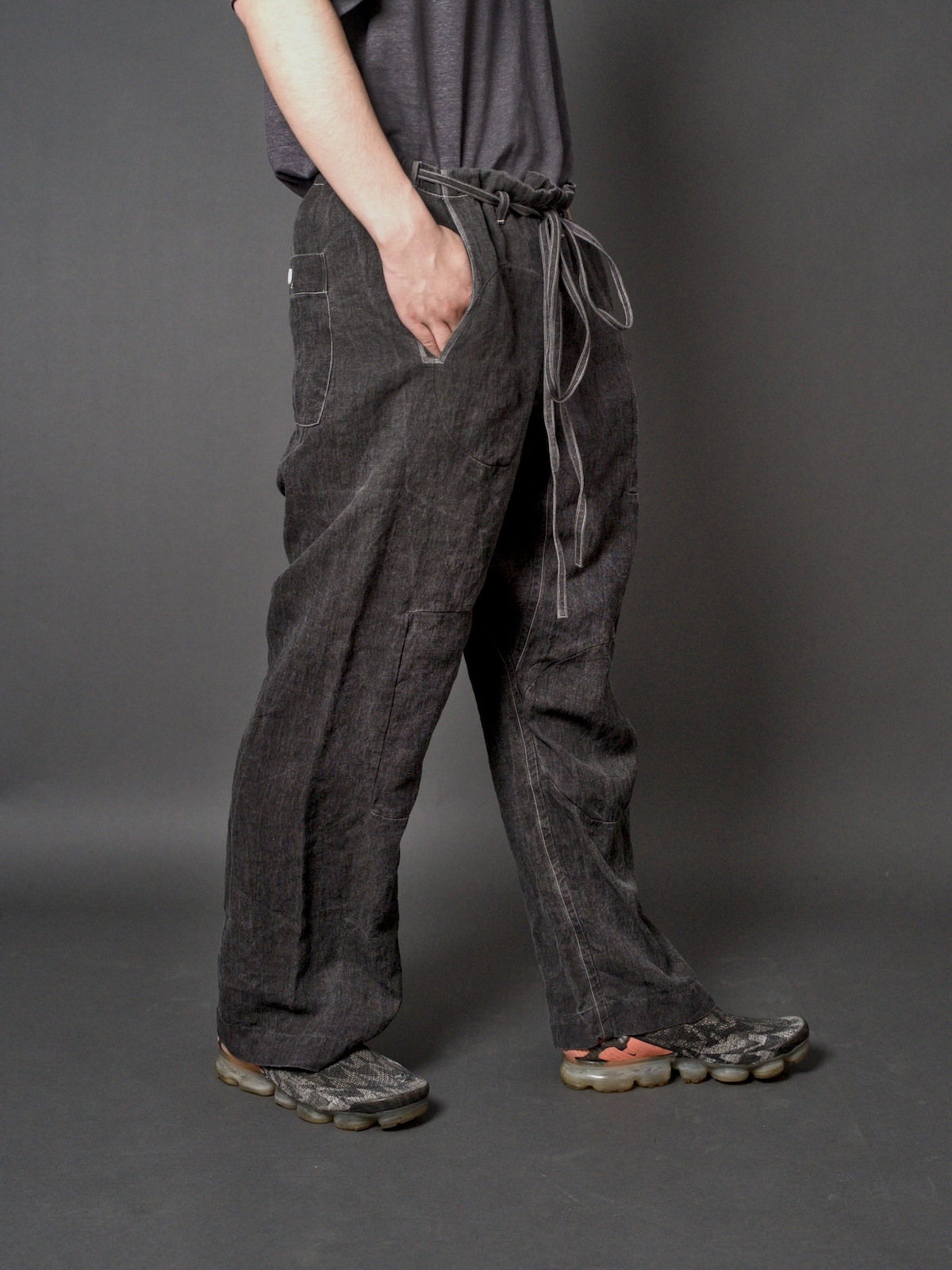 Drawstring Numbering pants / Ink Dyed