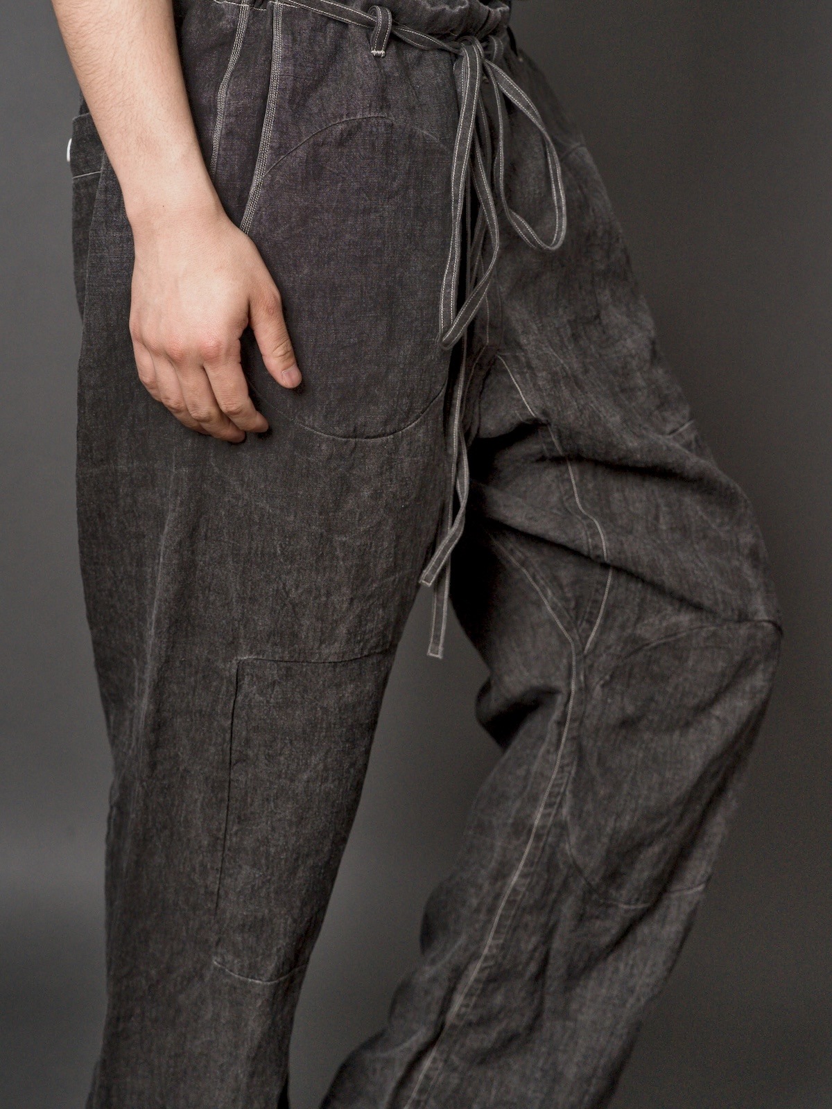 Drawstring Numbering pants / Ink Dyed