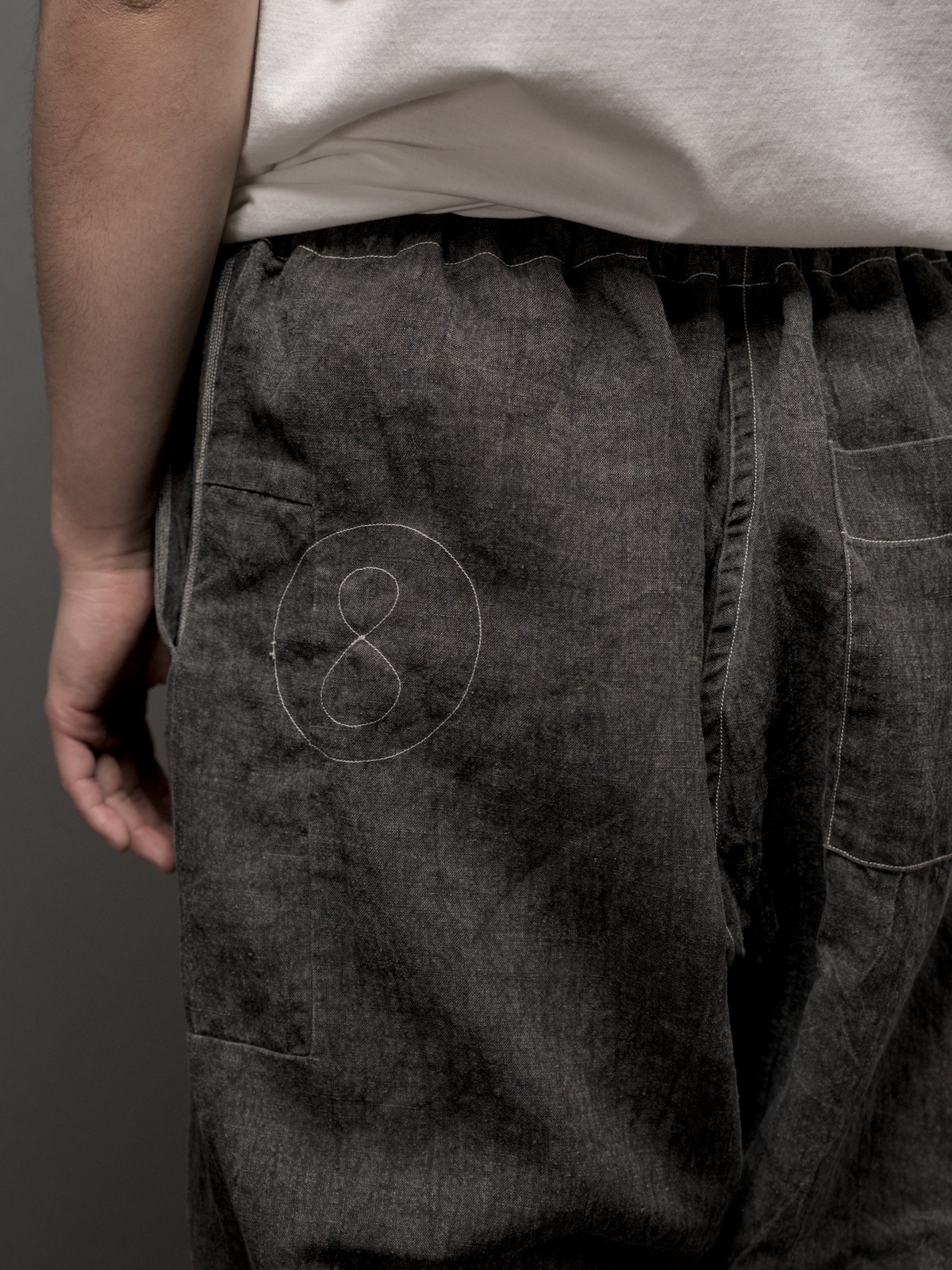 Drawstring Numbering pants / Ink Dyed