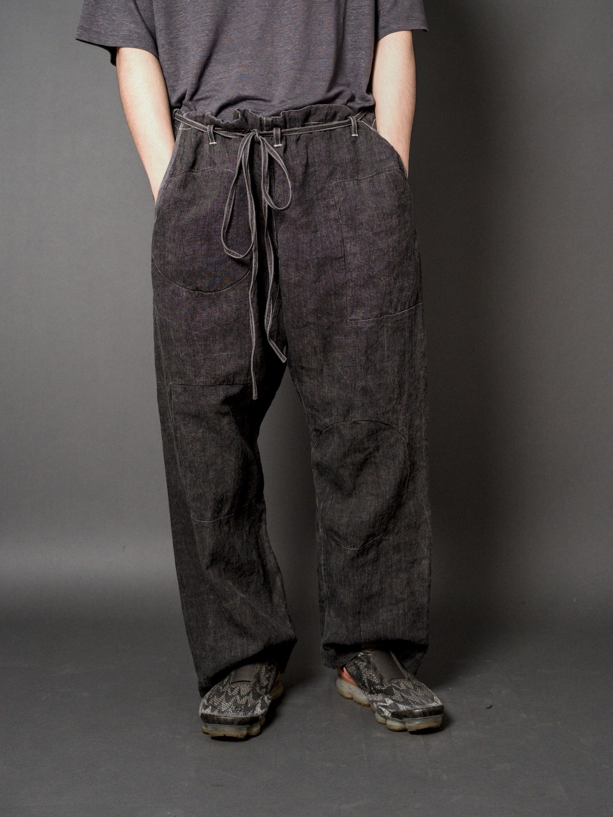 Drawstring Numbering pants / Ink Dyed