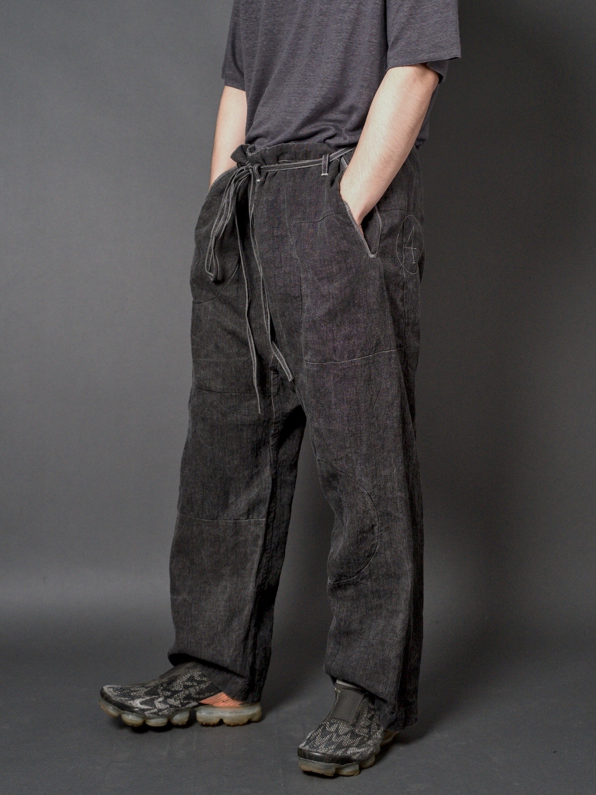 Drawstring Numbering pants / Ink Dyed