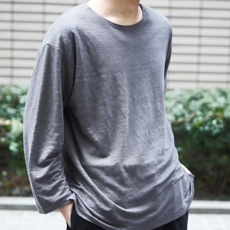 BATONER NORMANDY LINEN BASQUE SHIRT グレー BATONERバトナーメンズ】NORMANDY LINEN BASQUE SHIRT GRAY