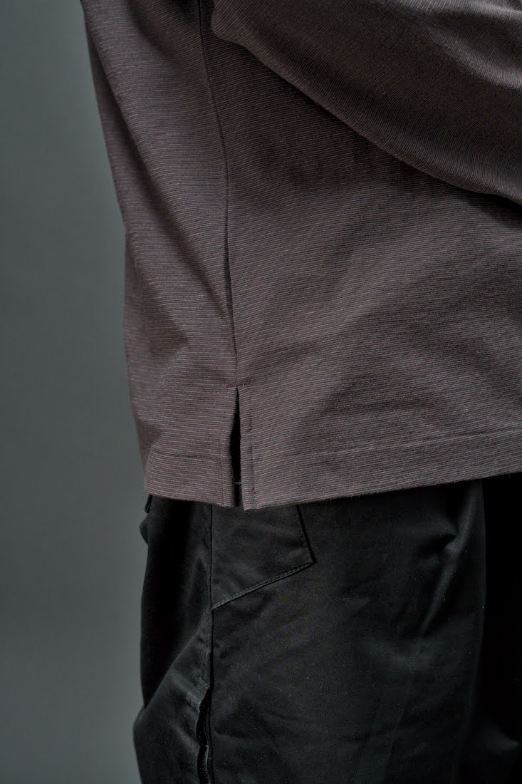 HIGH TWIST COTTON BORDER LONG SLEEVE T-SHIRT