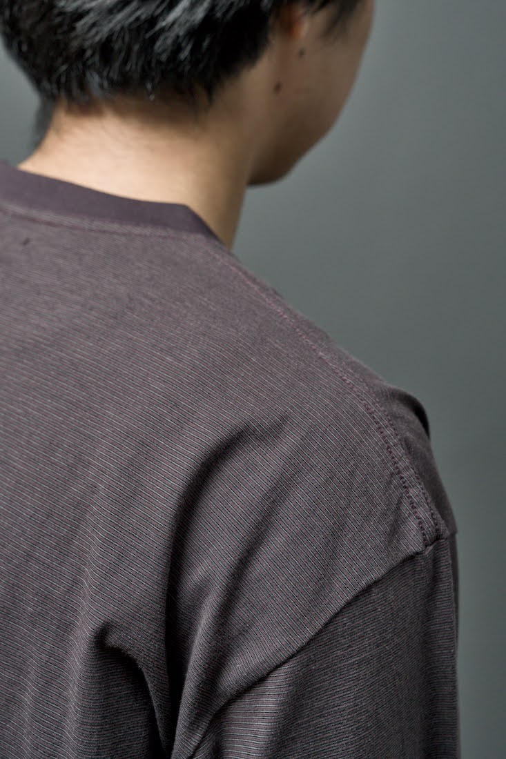 HIGH TWIST COTTON BORDER LONG SLEEVE T-SHIRT