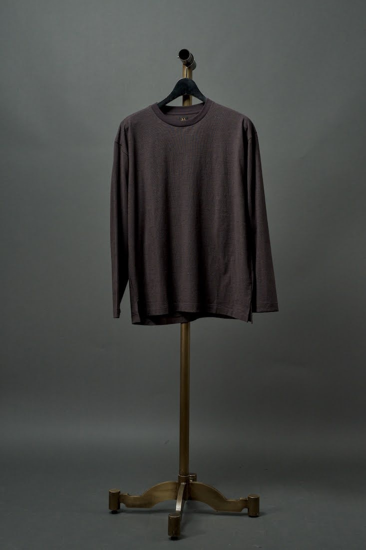 HIGH TWIST COTTON BORDER LONG SLEEVE T-SHIRT