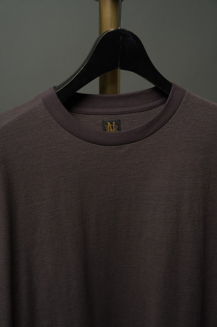 HIGH TWIST COTTON BORDER LONG SLEEVE T-SHIRT