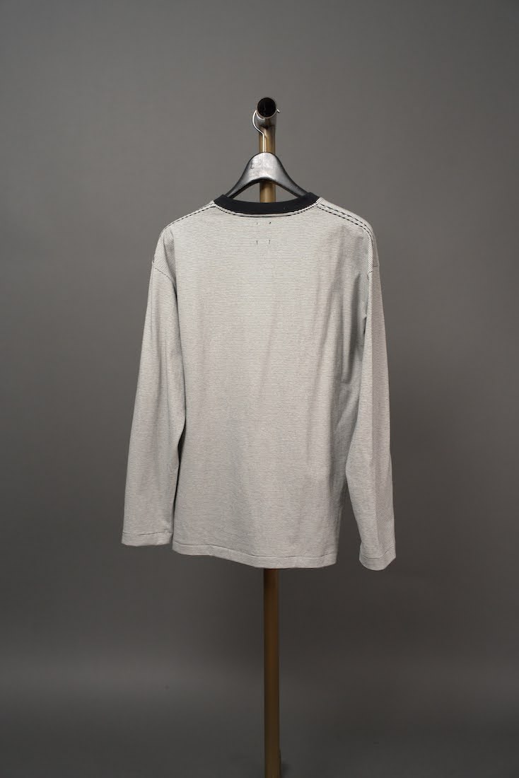 HIGH TWIST COTTON BORDER LONG SLEEVE T-SHIRT