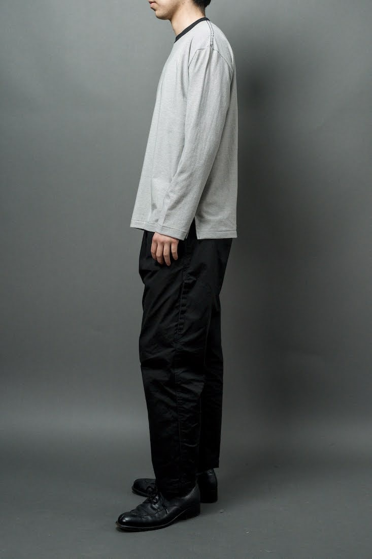 HIGH TWIST COTTON BORDER LONG SLEEVE T-SHIRT